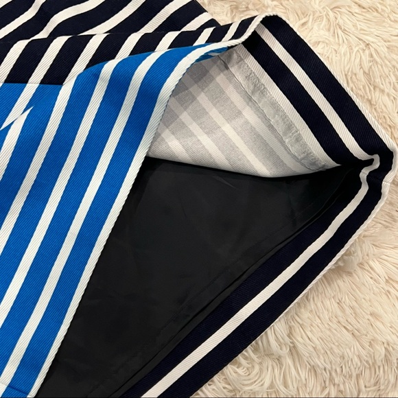 J. CREW Women's Striped Pencil Skirt Sz 0 Color Block Blue Navy White Straight - Picture 4 of 6